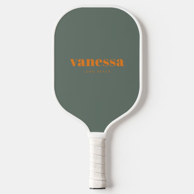 Warm Grey Minimal Modern Classic Name Pickleball Paddle (Front)