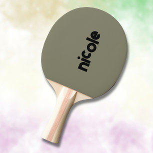 Warm Grey Modern Name Trendy Minimalist Ping Pong Paddle