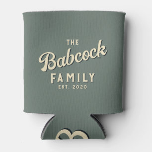 Warm Grey Retro Family Name & Year Can Cooler