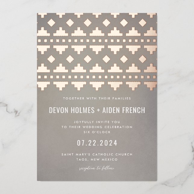 Warm Grey Southwest Gleam Wedding Rose Gold (Front)