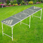 Warm Grey Wedding Monogram with Name & Date  Beer Pong Table<br><div class="desc">The Warm Grey Wedding Monogram Beer Pong Table brings understated elegance to your celebration, featuring a sophisticated warm grey backdrop adorned with your personalised monogram, name, and wedding date. Ideal for wedding receptions, engagement parties, or any pre-wedding festivities, this table seamlessly blends refined design with a sense of fun. Its...</div>