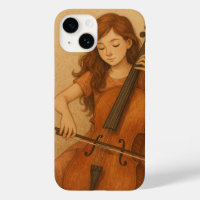 Warm Harmony – Girl with Cello Vintage Art Phone