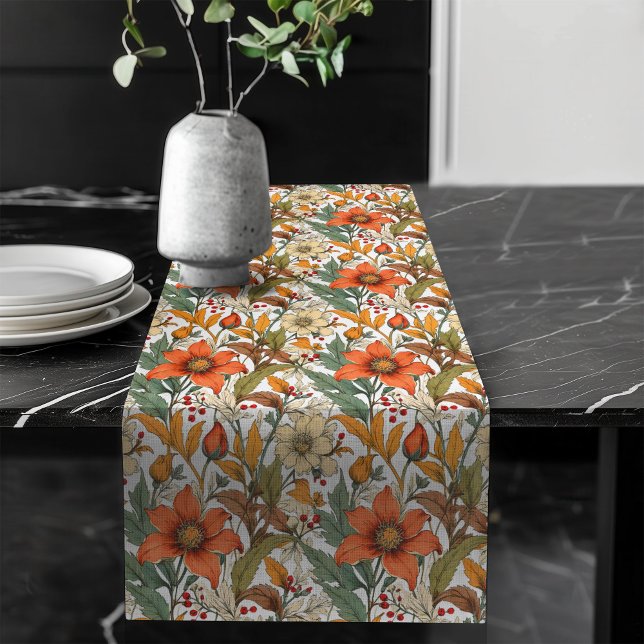Warm Harvest-Inspired Table Runner Rustic Florals (Warm Harvest-Inspired Table Runner Rustic Florals)