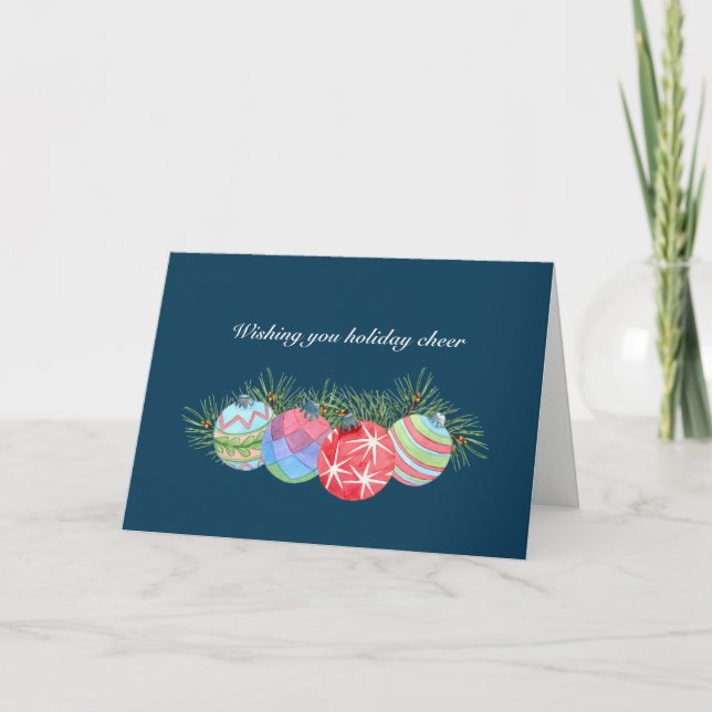 Warm Holiday Cheer Design Blue Christmas Greeting (Front)