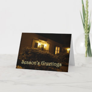 Warm Holiday Welcome House Lit - Snow Card
