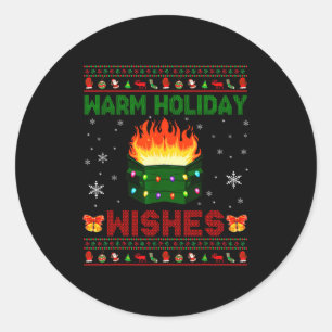 Warm Holiday Wishes Christmas Lights Sweater Dumps Classic Round Sticker