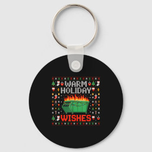 Warm Holiday Wishes Dumpster Fire Ugly Christmas S Key Ring