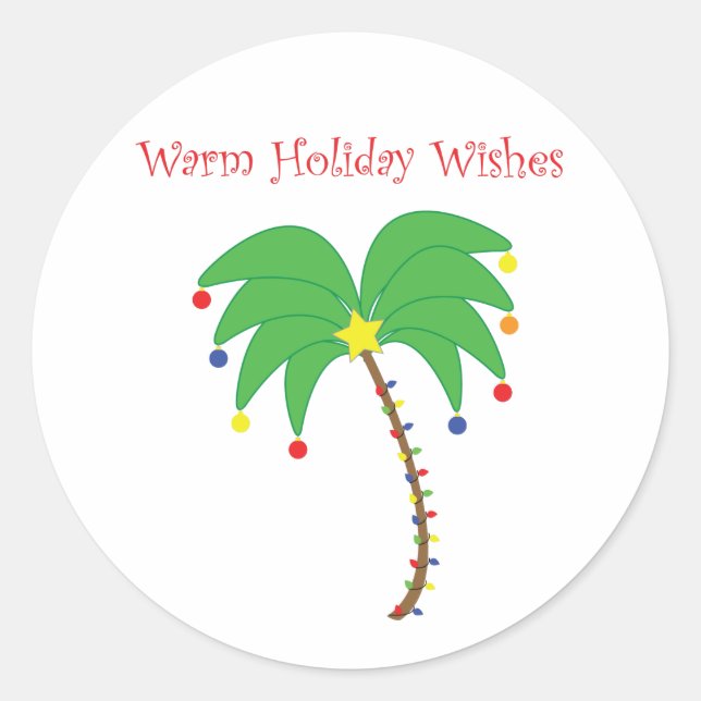 "Warm Holiday Wishes" Palm Tree stickers (Front)