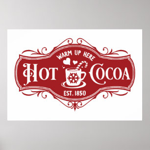 warm hot cocoa Christmas word art Poster