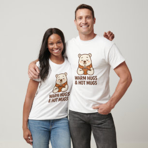 Warm Hugs & Hot Mugs Cozy Bear Illustration T-Shirt