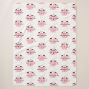 Warm Hugs Only Marshmallow Cocoa Hug Doodle Sherpa Blanket