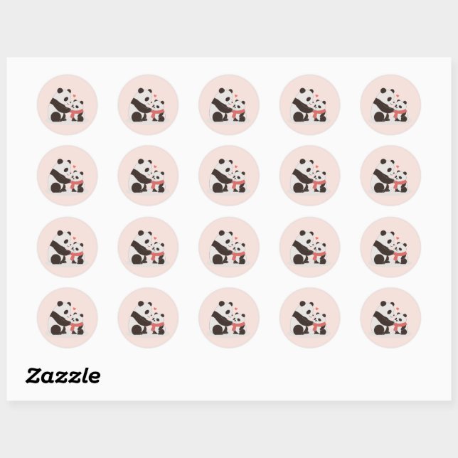 Warm Hugs, Panda Love Classic Round Sticker (Sheet)