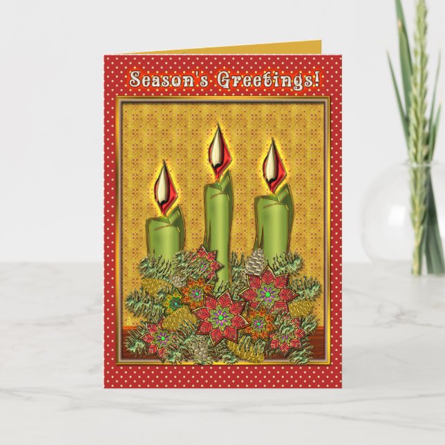 Warm Inviting Candlelight and Flowers Personalised Holiday Card (Front)
