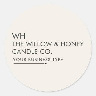 Warm Ivory Charcoal Minimalist Business Brand Logo Classic Round Sticker