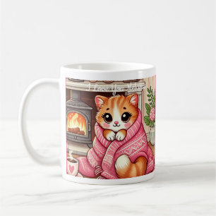 Warm Kitty In A Blanket Customisable Coffee Mug