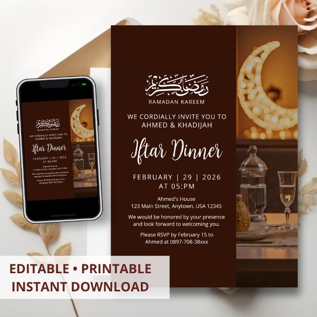 Warm Lantern Table Setting Ramadan Iftar Dinner Invitation (Creator Uploaded)