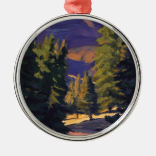 Warm Light in Crested Butte in Purple Blue Orange Metal Tree Decoration