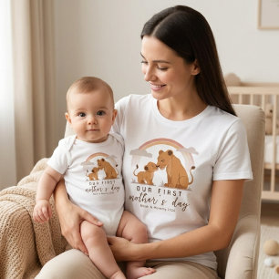 Warm Lion Baby Mum Love First Mothers Day Soft Art Bodysuit