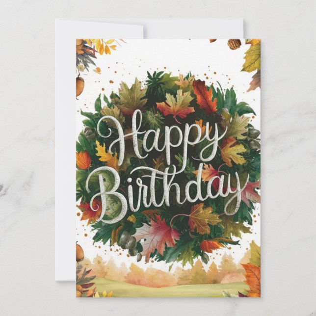 Warm Little Season Autumn Fall Happy Birthday  Card (Front)