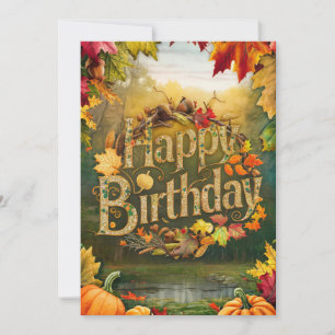 Warm Maple Leaf Autumn Fall Happy Birthday Card