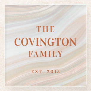 Warm Marble Geode Glass Coaster