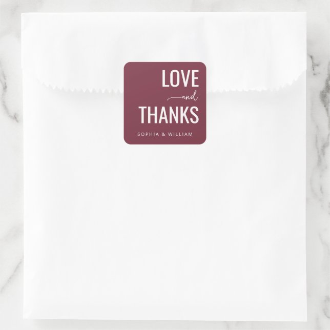 Warm Maroon Typographic Wedding Stickers (Bag)
