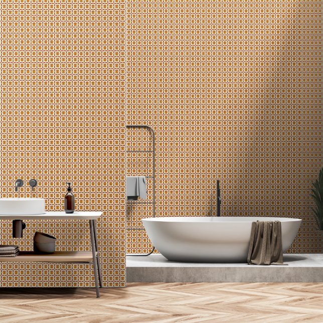 Warm Maximalist Decorative Pattern Wallpaper (Bathroom)