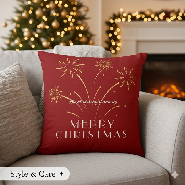 Warm Merry Christmas Decorative Holiday Cushion (Warm Merry Christmas Decorative Holiday Throw Pillow)