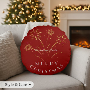 Warm Merry Christmas Decorative Holiday Round Cushion