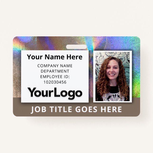 Warm Metallic Rainbow Holographic ID Badge (Front)