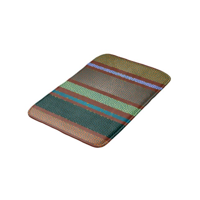 Warm Mexican Colours Stained Glass Tile Stripe Bath Mat (Angled)