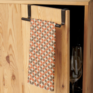 Warm Mid-Century Retro Boomerang Atomic Tea Towel