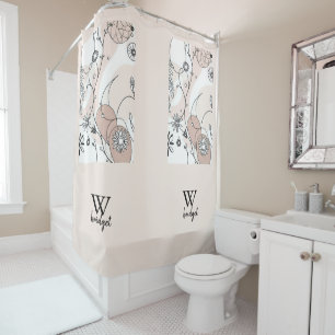 Warm Minimal Boho Art for Homes Shower Curtain