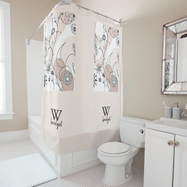 Warm Minimal Boho Art for Homes Shower Curtain (In Situ)