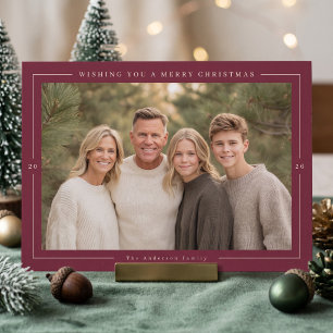 Warm Minimal Christmas Photo - Burgandy Holiday Card