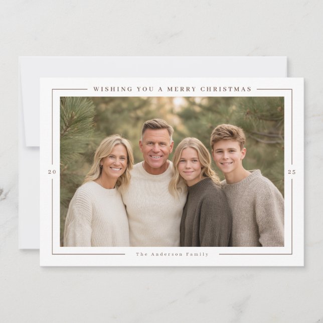 Warm Minimal Christmas Photo Holiday Card (Front)