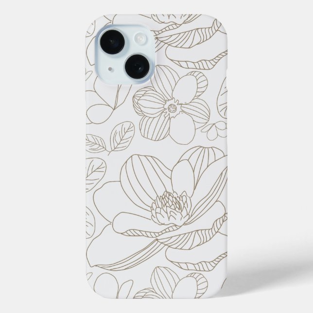 Warm Minimalist magnolia floral neutral Case-Mate iPhone Case (Back)