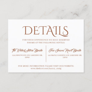 Warm Minimalist Terracotta Wedding Details Enclosure Card