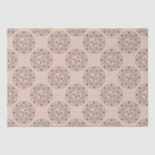 Warm Mocha Rococo Revival Lotus Polka Dot Mandala Tissue Paper