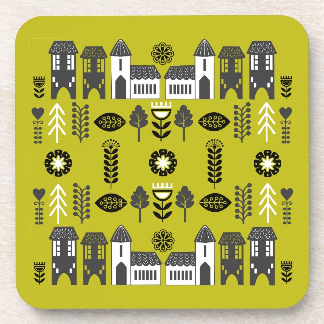 Warm Mustard Scandi Home Decor Coaster (Front)