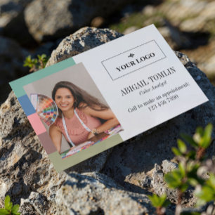 Warm Muted Colors Logo Personal Photo Business Card