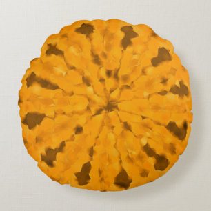 Warm Natural Earth Colours Golden Ochre Round Cushion