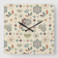 Warm Nature Flowers Mid Century Modern Pattern