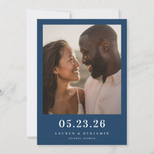 Warm Navy Minimalist Photo Save The Date