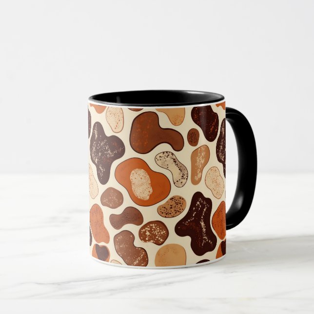 Warm Neutral Abstract Mug – Modern Organic Pattern (Front Right)