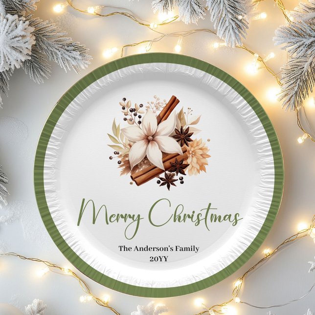 Warm Neutral Christmas Personalized Family Plates (Warm Neutral Christmas Personalized Family Plates)