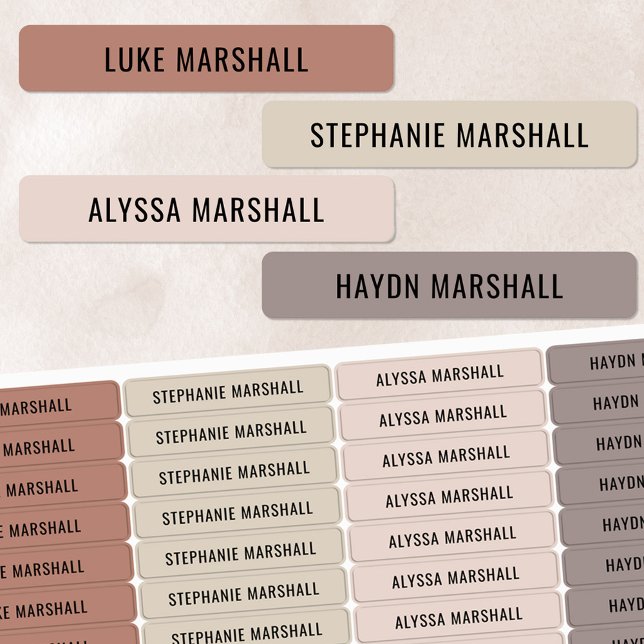 Warm Neutral Colour Coded Kids Waterproof Name (Creator Uploaded)