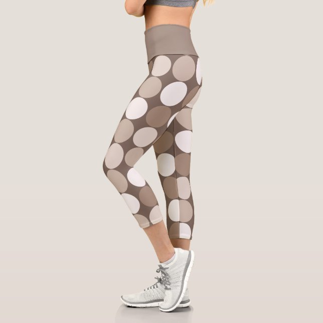 Warm Neutral Earth Geometric Circles  Capri Leggings (Left)