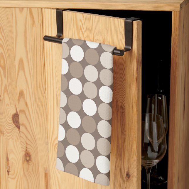 Warm Neutral Earth Geometric Circles  Tea Towel (Thirds Fold)