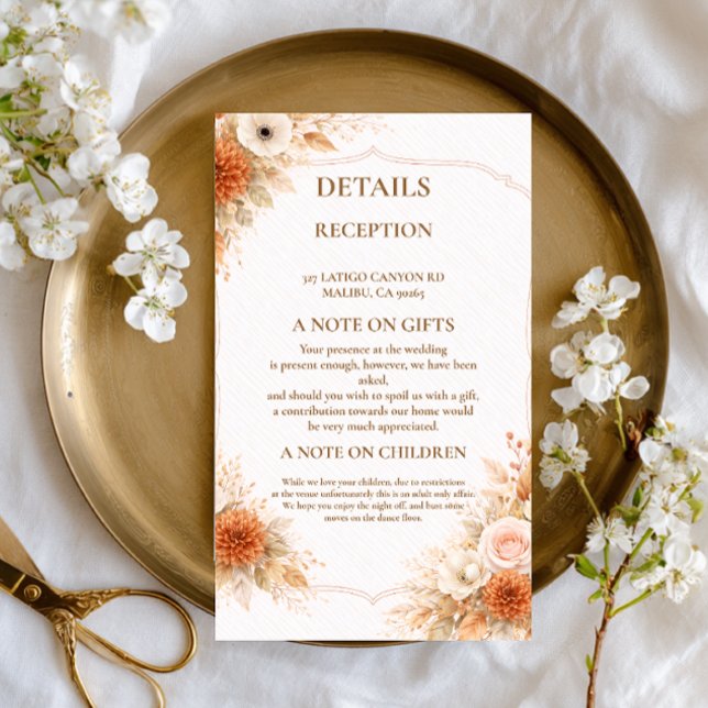Warm Neutral Floral Information Enclosure Card (Creator Uploaded)